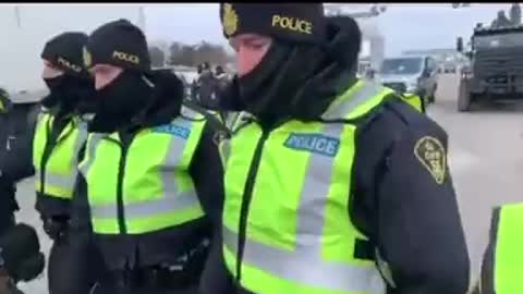 Police move in to remover protester from Ambassador Bridge Windsor Ontario