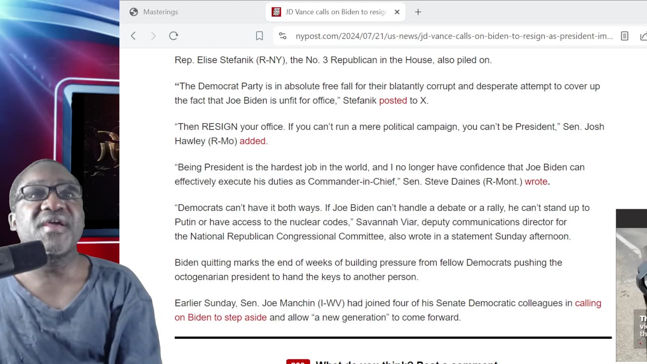 Random Thoughts - JD Vance Calling on Joe Biden to Resign From Being President