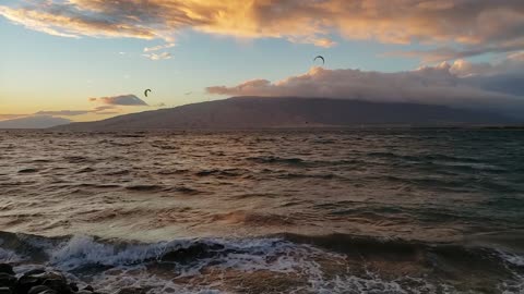 Kiteboarding at Sunset