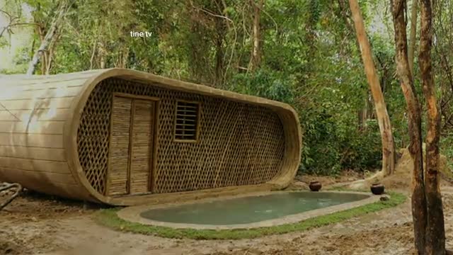 100 days of building a house in forest with a swimming pool