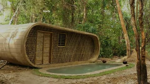 100 days of building a house in forest with a swimming pool