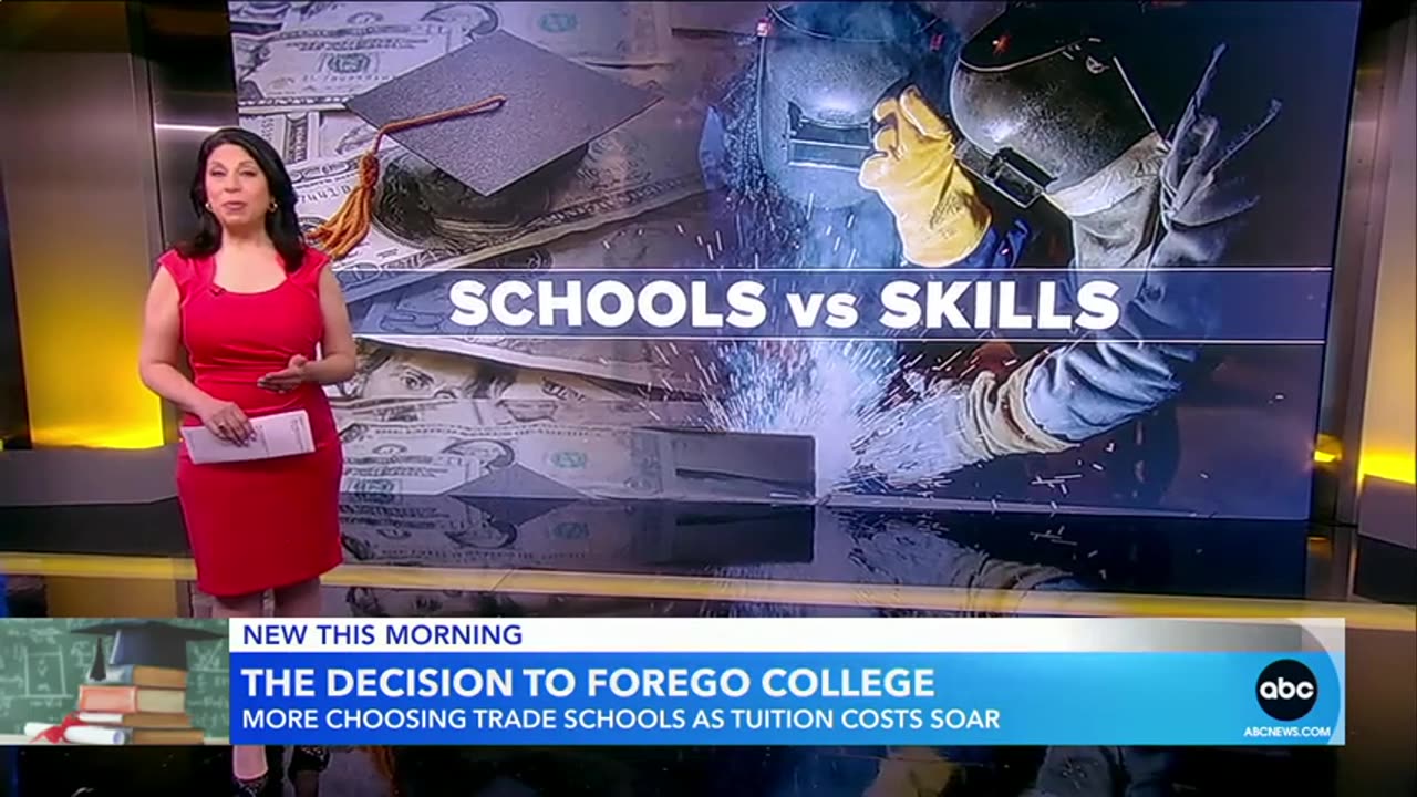 High school seniors choosing between traditional college or trade schools