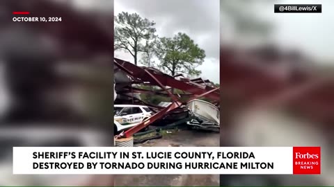 Hurricane Milton Tornado Completely Destroys A Sheriffs Facility In St. Lucie County, Florida