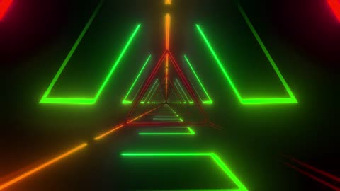 Futuristic triangle tunnel with neon laser lights