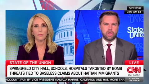 J.D. Vance Takes CNN Democrat Propagandist Dana Bash to School About Springfield Bomb Threats