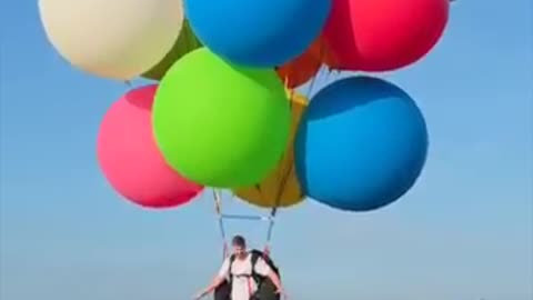 How many ballons does it take to fly Mrbeast #mrbeast