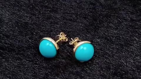 14K gold natural sterling turquoise earrings Sleeping Beauty Mine exquisite jewelry