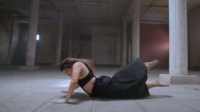 Low view of a contemporary dancer