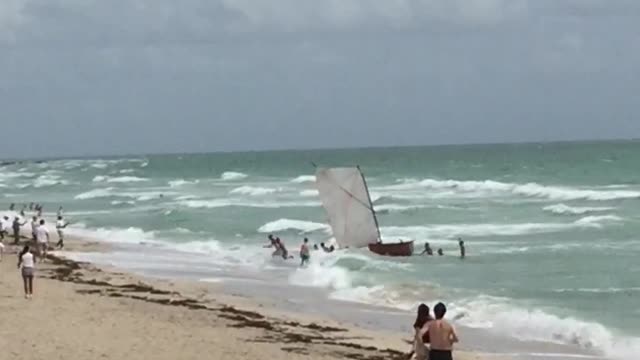 Cuban Immigrants Arriving At Miami Beach