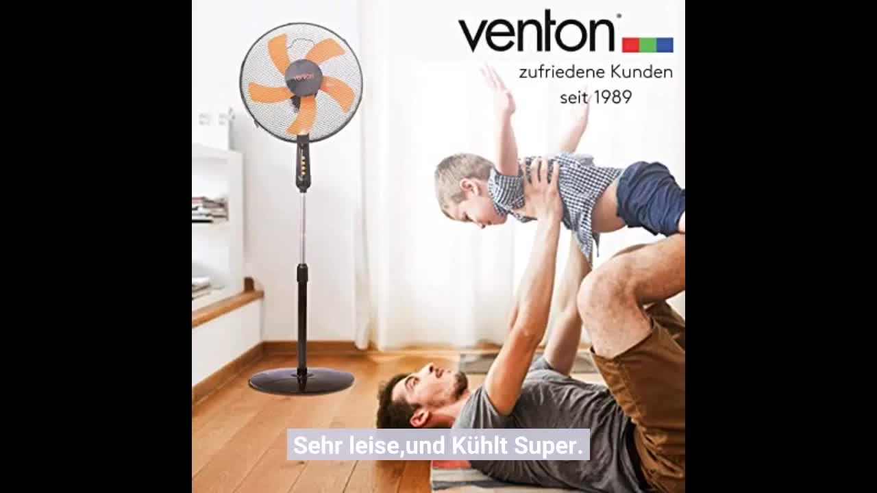 Venton standventilator sv130 i höhenverstellbarer & angenehm leiser ventilator 1,05-1,30 m i turbo
