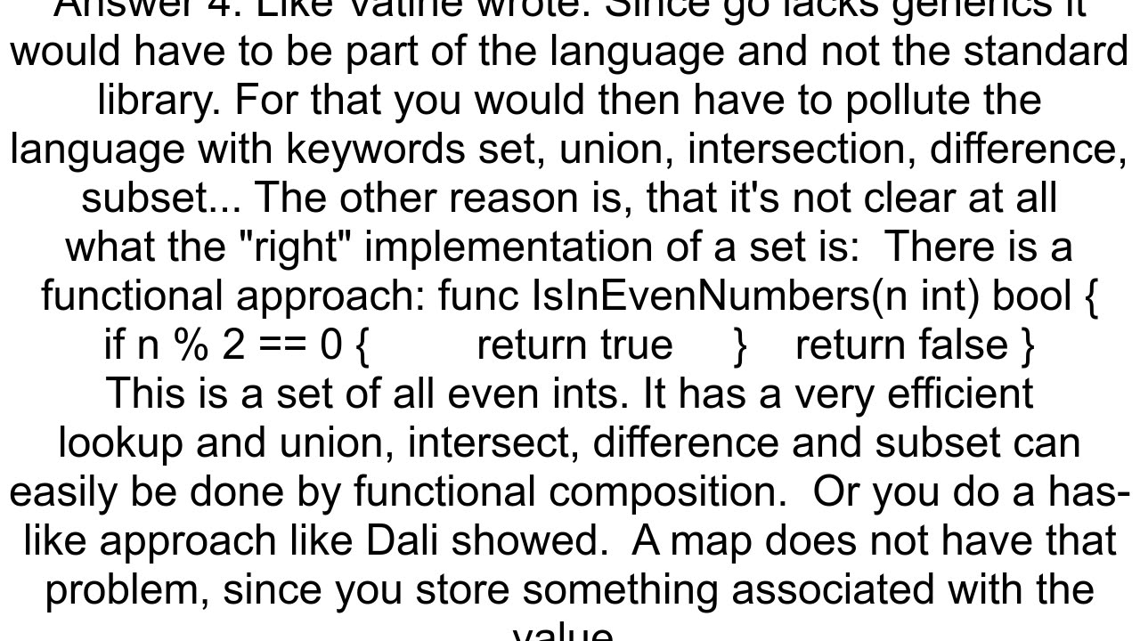 golang why don39t we have a set datastructure