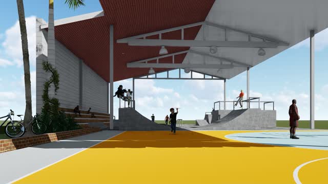 Skateboard and Basketball Court render Lumion/Sketchup