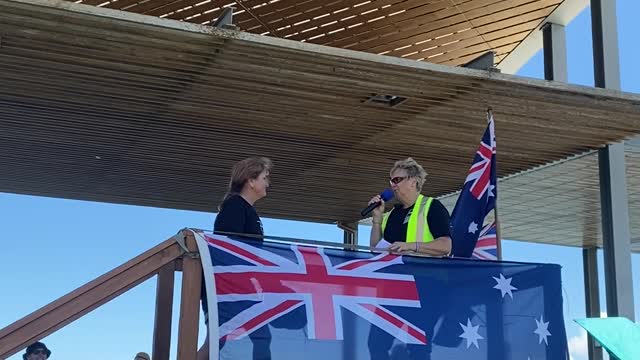 Civilian from the Queensland Police Service Speaks at Rally