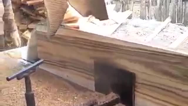 Awesome wood work skill saw mill..