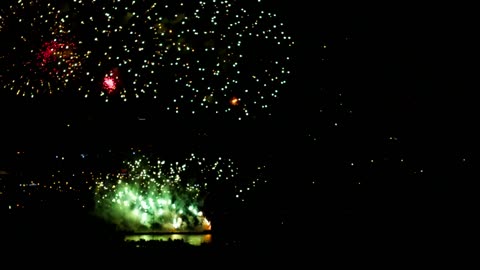 Huge celebration with fireworks in the night