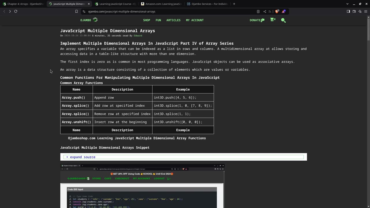 JavaScript Multiple Dimensional Arrays