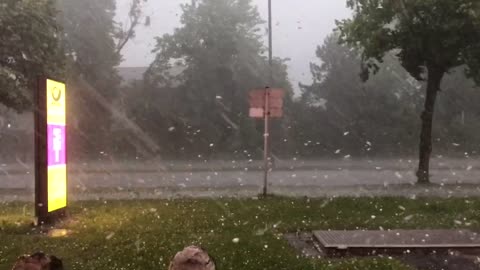 Massive Hail Bounces off Munich Street