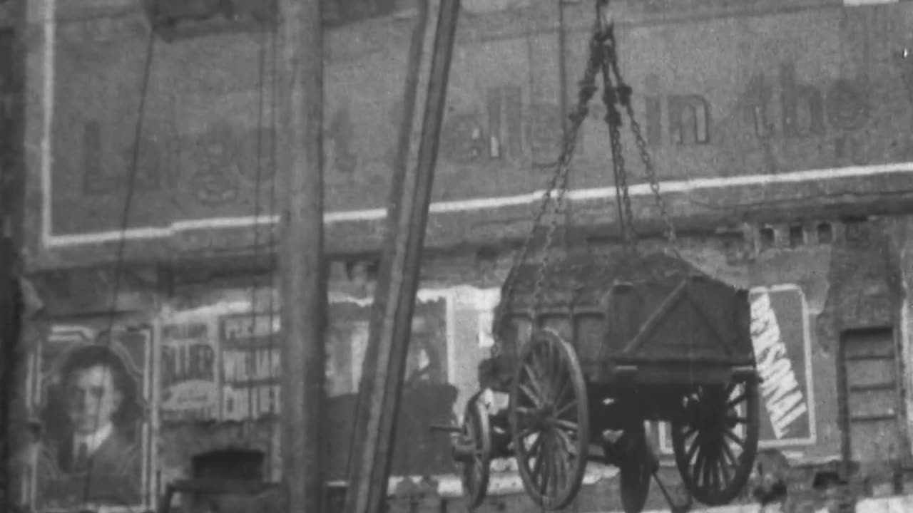 Excavating For A New York Foundation (1903 Original Black & White Film)