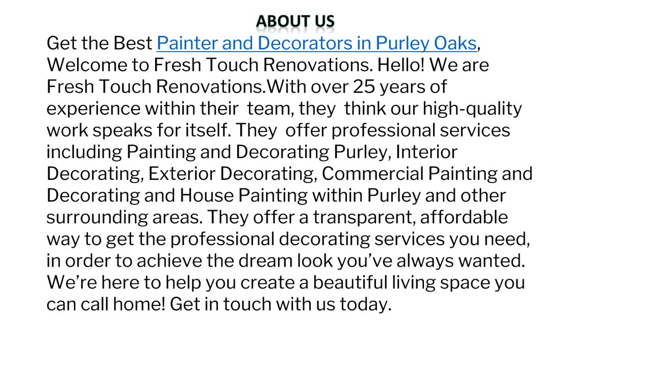 Painter and Decorators in Purley Oaks