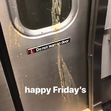 Vomit on the subway train doors