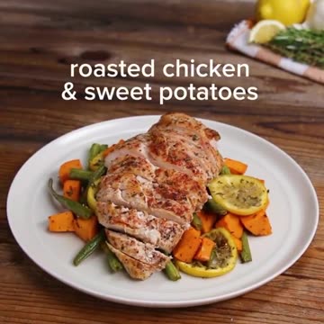 Roasted Chicken, Sweet Potatoes and Green Beans