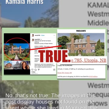 Fact Check: Photos Do NOT Show Real Childhood Quebec Home of Kamala Harris