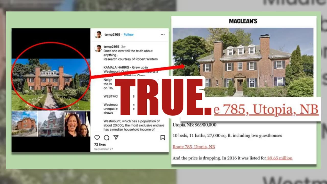 Fact Check: Photos Do NOT Show Real Childhood Quebec Home of Kamala Harris