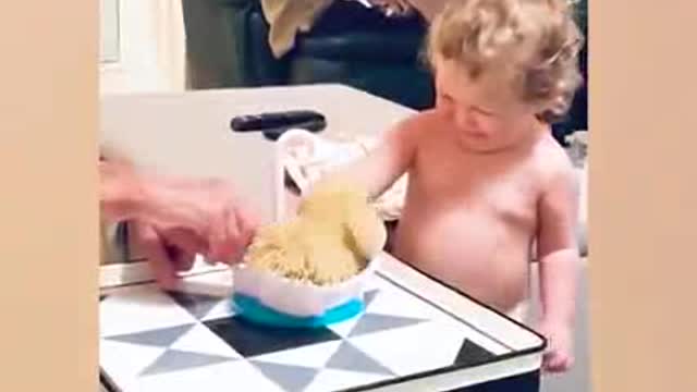 Funny baby and dog video.