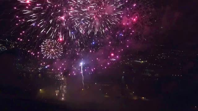 Drone Flying into Fireworks in Northumberland