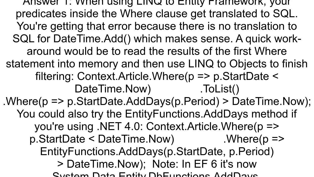 Linq to EntityFramework DateTime