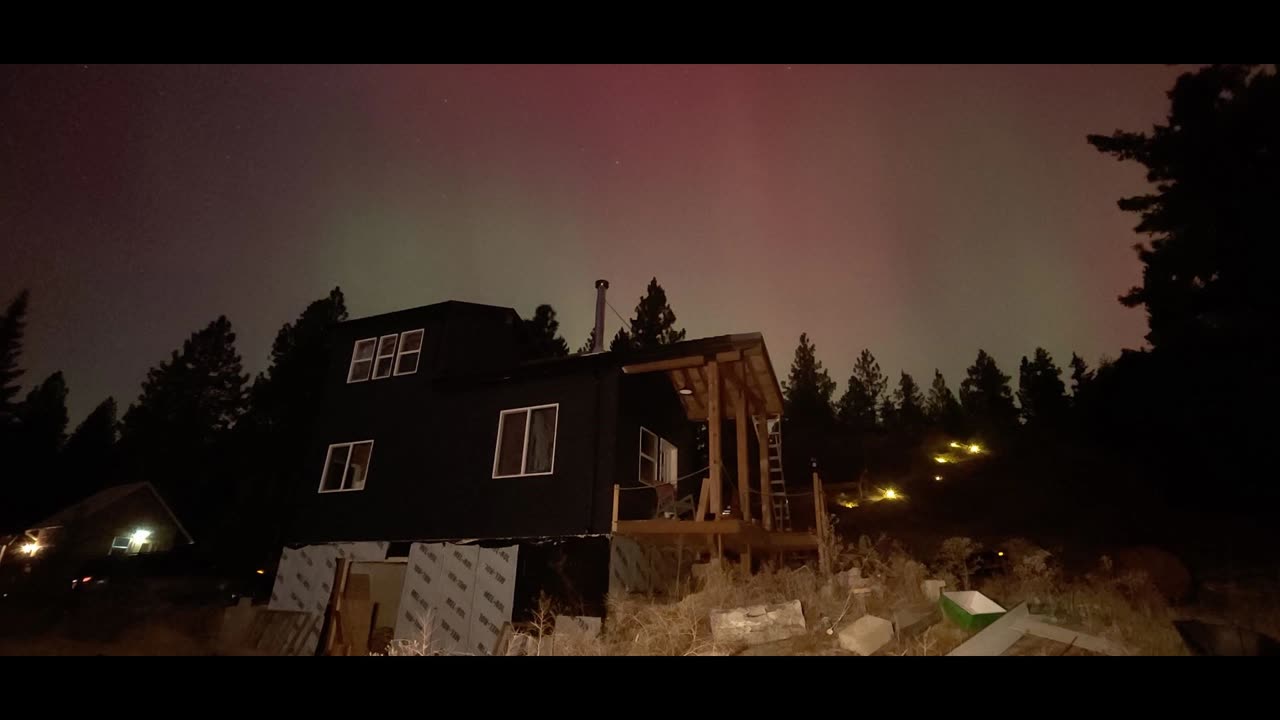 Northern Lights over cabin