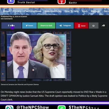 Sinema & Manchin Okay With SCOTUS Overturning of Roe v Wade