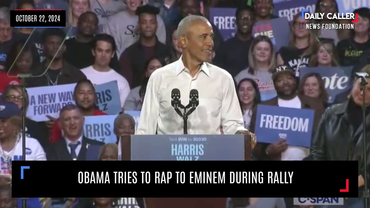 Obama Tries To Rap To Eminem During Rally