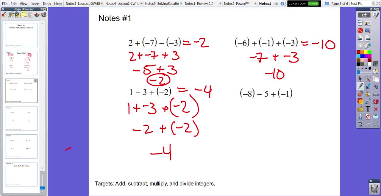 Algebra 1B: Basic Skills + Operations with Integers