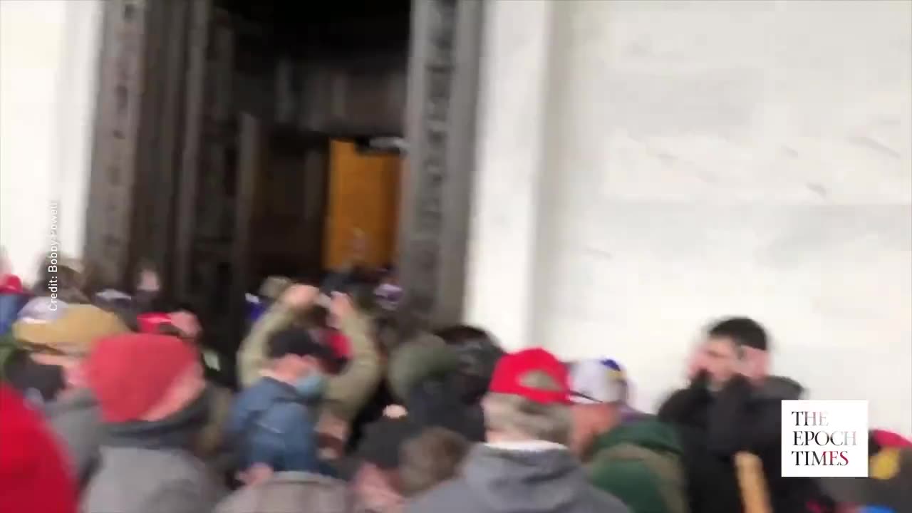 Masked Man on J6 Pushing Individuals Inside the Capitol