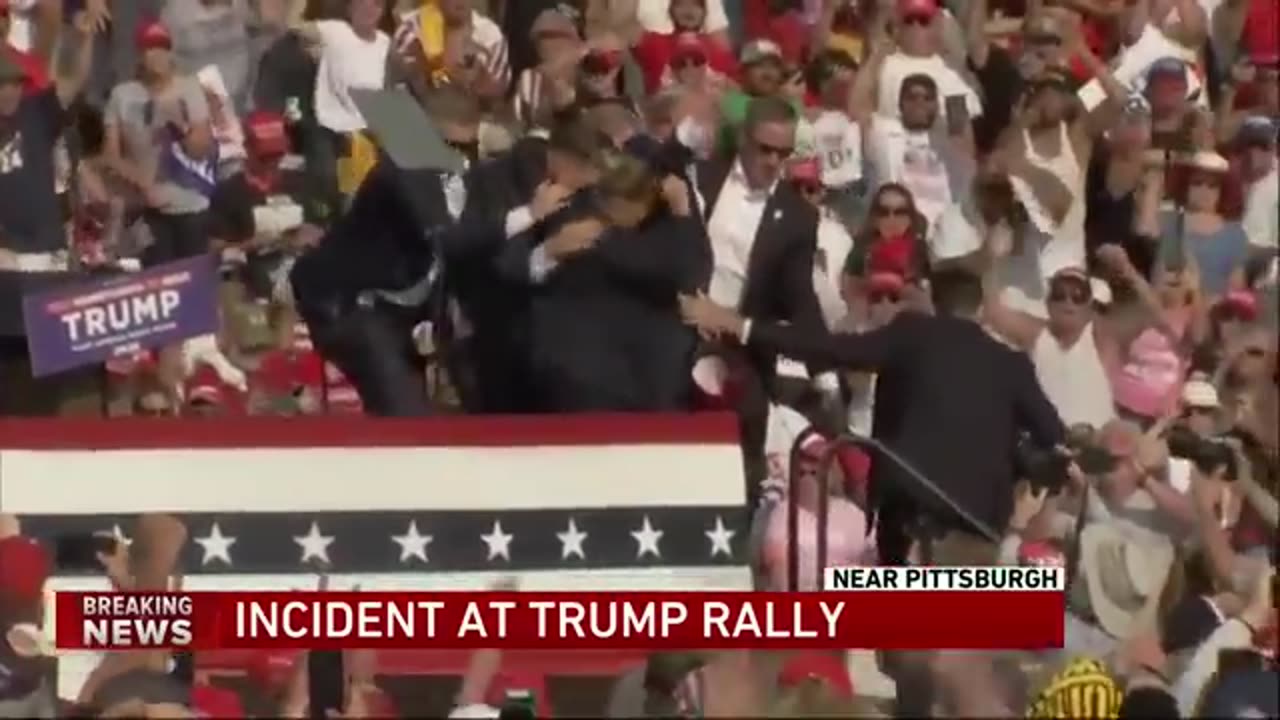 Donald Trump whisked off stage in Pennsylvania after apparent gunshots rang through the crowd