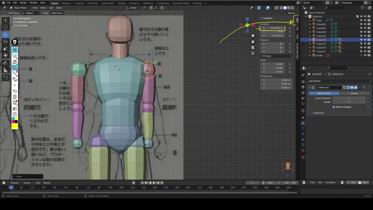 Blender - blocking volumentrico 04n - emparentar p