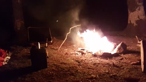 Setting up the camera for a vlog. Campfire