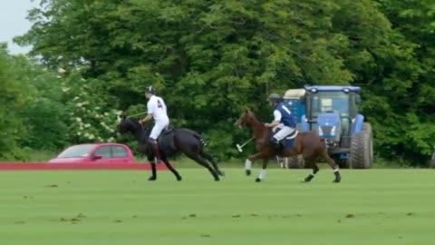 Prince William and Harry face off against each other at polo match