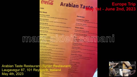 May 4th, 2023 Post Tour: Dinner at Arabian Taste Restaurant, Laugavegur 87, 101 Reykjavík, Iceland