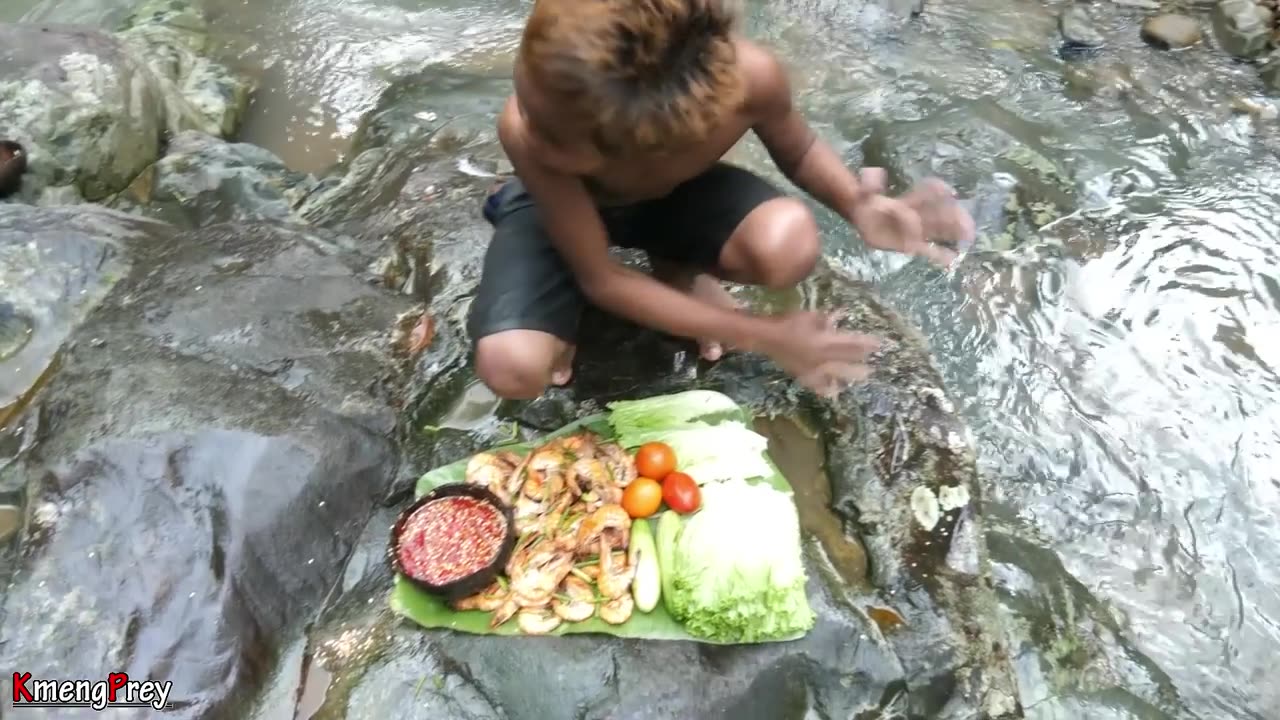 primitive cooking -shrimp