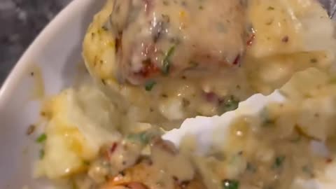 Delicious Salmon Bites w/ Garlic & Parmesan Cream Sauce (air fryer)