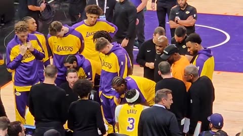 LeBron James was talking to his son, Bronny, before going over to chat with Anthony Davis