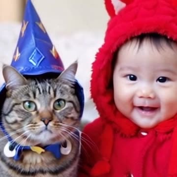 Baby with cute cats #catvideos #catlover #babycat