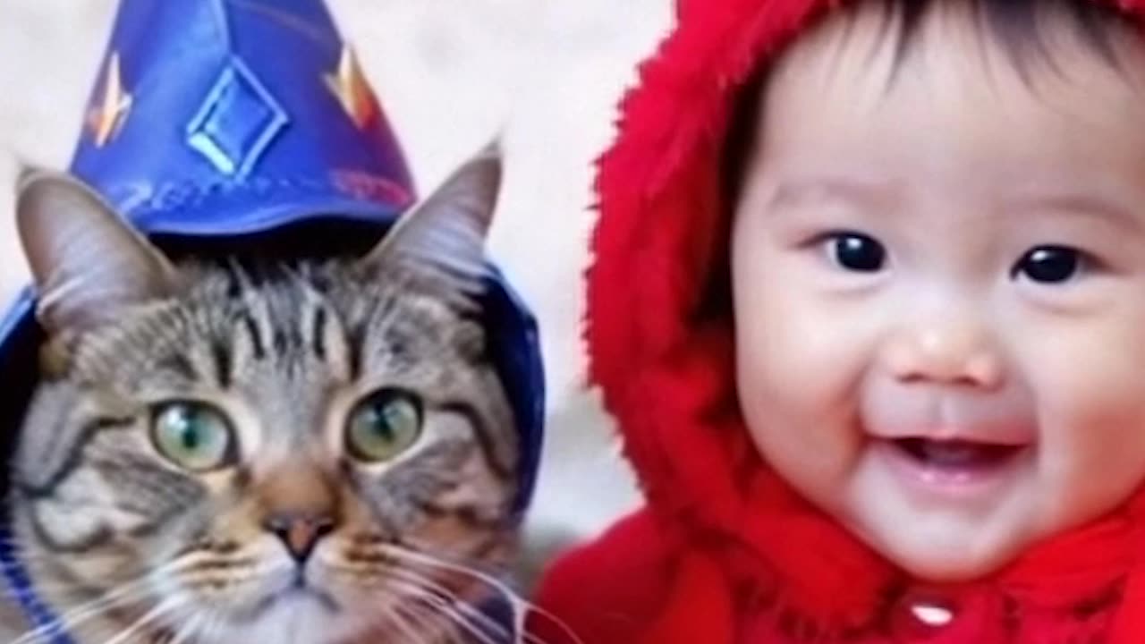 Baby with cute cats #catvideos #catlover #babycat