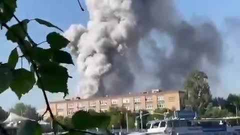 Explosion at a fireworks warehouse in Moscow.