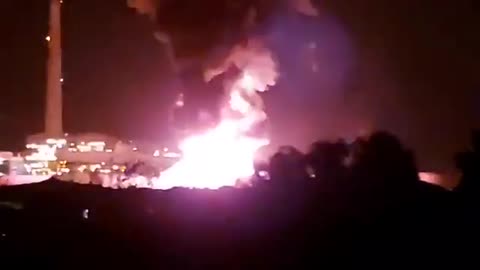 Massive explosion from a rocket attack near Askelon Israel