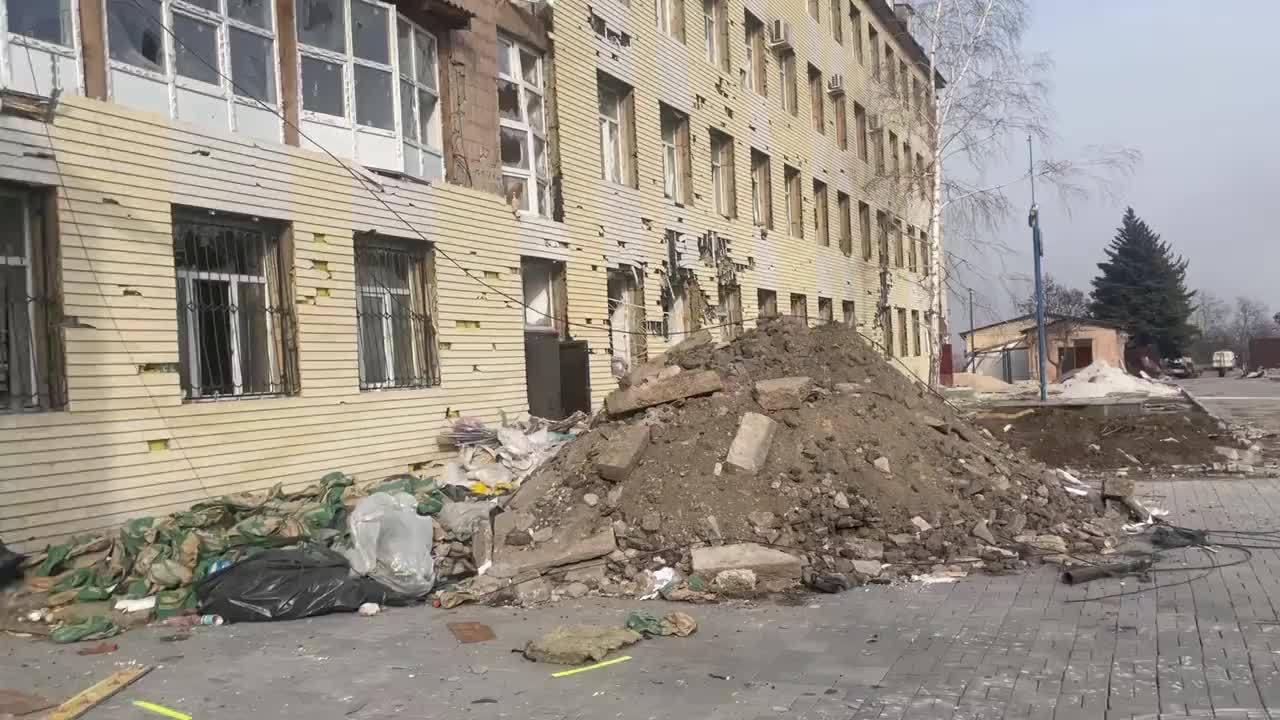 All that's left of the Mauripol police station after Russian shelling...