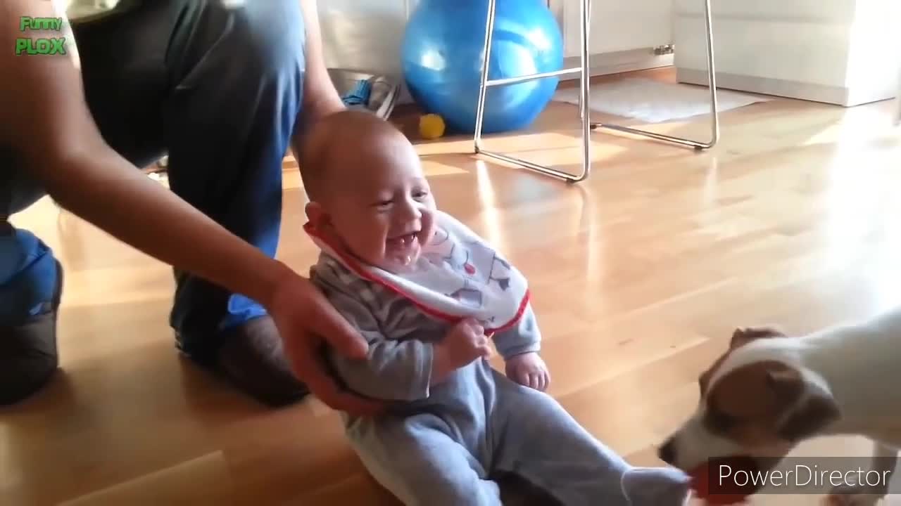 Funny babies laughing histerically at complition