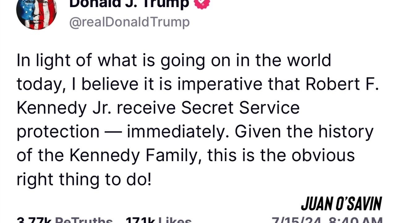RFK Jr. Receive Secret Service Protection